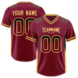 Custom Cardinal Black and Khaki Sides Gradient Fashion Personalized Team Football Jersey