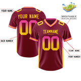 Custom Cardinal Pink and Gold Sides Gradient Fashion Personalized Team Football Jersey