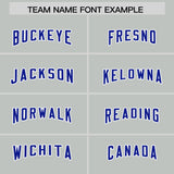 Custom Gray Royal and Orange Sides Gradient Fashion Personalized Team Football Jersey