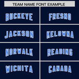 Custom Navy Powder Blue and Pink Sides Gradient Fashion Personalized Team Football Jersey