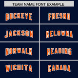 Custom Navy Orange and Bright Green Sides Gradient Fashion Personalized Team Football Jersey