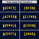 Custom Navy Orange and Gold Sides Gradient Fashion Personalized Team Football Jersey