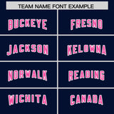 Custom Navy Purple and Pink Sides Gradient Fashion Personalized Team Football Jersey