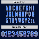 Custom Navy Powder Blue and Purple Sides Gradient Fashion Personalized Team Football Jersey