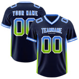 Custom Navy Powder Blue and Neon Green Sides Gradient Fashion Personalized Team Football Jersey