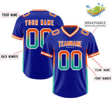 Custom Royal Orange and Bright Green Sides Gradient Fashion Personalized Team Football Jersey