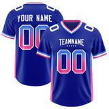 Custom Royal Powder Blue and Pink Sides Gradient Fashion Personalized Team Football Jersey
