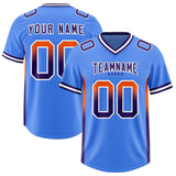 Custom Powder Blue Orange and Purple Sides Gradient Fashion Personalized Team Football Jersey