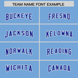 Custom Powder Blue Pink and Gold Sides Gradient Fashion Personalized Team Football Jersey