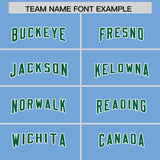 Custom Powder Blue Orange and Kelly Green Sides Gradient Fashion Personalized Team Football Jersey