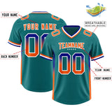 Custom Aqua Royal and Orange Sides Gradient Fashion Personalized Team Football Jersey