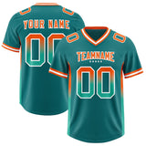 Custom Aqua Orange and Bright Green Sides Gradient Fashion Personalized Team Football Jersey
