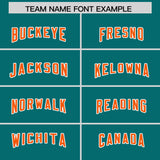 Custom Aqua Orange and Bright Green Sides Gradient Fashion Personalized Team Football Jersey