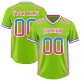 Custom Neon Green Powder Blue and Pink Sides Gradient Fashion Personalized Team Football Jersey