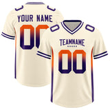 Custom Cream Orange and Purple Sides Gradient Fashion Personalized Team Football Jersey