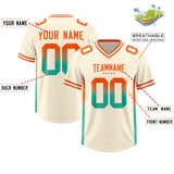 Custom Cream Orange and Bright Green Sides Gradient Fashion Personalized Team Football Jersey
