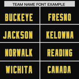 Custom Black Neon Green and Gold Sides Gradient Fashion Personalized Team Football Jersey