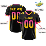 Custom Black Pink and Gold Sides Gradient Fashion Personalized Team Football Jersey