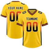 Custom Gold Orange and Black Sides Gradient Fashion Personalized Team Football Jersey