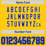 Custom Gold Royal and Red Sides Gradient Fashion Personalized Team Football Jersey