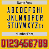 Custom Gold Red and Navy Sides Gradient Fashion Personalized Team Football Jersey