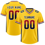Custom Gold Red and Navy Sides Gradient Fashion Personalized Team Football Jersey