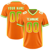 Custom Orange Neon Green and Gold Sides Gradient Fashion Personalized Team Football Jersey