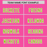Custom Pink Neon Green and Gold Sides Gradient Fashion Personalized Team Football Jersey