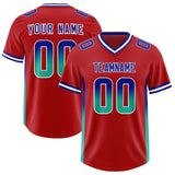 Custom Red Royal and Bright Green Sides Gradient Fashion Personalized Team Football Jersey