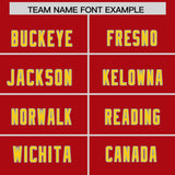 Custom Red Neon Green and Gold Sides Gradient Fashion Personalized Team Football Jersey