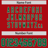 Custom Red Kelly Green and Royal Sides Gradient Fashion Personalized Team Football Jersey