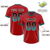 Custom Red Black and Aqua Sides Gradient Fashion Personalized Team Football Jersey