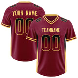 Custom Cardinal Black and Khaki Sides Gradient Fashion Personalized Team Football Jersey