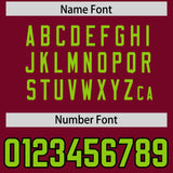 Custom Cardinal Neon Green and Gold Sides Gradient Fashion Personalized Team Football Jersey