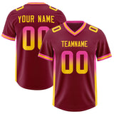 Custom Cardinal Pink and Gold Sides Gradient Fashion Personalized Team Football Jersey