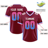 Custom Cardinal Pink and Powder Blue Sides Gradient Fashion Personalized Team Football Jersey