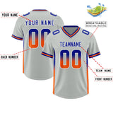 Custom Gray Royal and Orange Sides Gradient Fashion Personalized Team Football Jersey