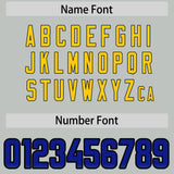 Custom Gray Royal and Gold Sides Gradient Fashion Personalized Team Football Jersey