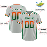 Custom Gray Orange and Kelly Green Sides Gradient Fashion Personalized Team Football Jersey