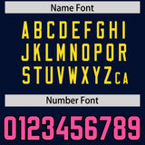 Custom Navy Pink and Gold Sides Gradient Fashion Personalized Team Football Jersey