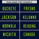 Custom Navy Neon Green and Gold Sides Gradient Fashion Personalized Team Football Jersey