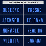 Custom Navy Powder Blue and Bright Green Sides Gradient Fashion Personalized Team Football Jersey