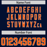 Custom Navy Orange and Bright Green Sides Gradient Fashion Personalized Team Football Jersey