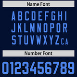 Custom Navy Powder Blue and Gold Sides Gradient Fashion Personalized Team Football Jersey