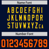 Custom Navy Orange and Gold Sides Gradient Fashion Personalized Team Football Jersey