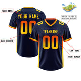 Custom Navy Orange and Gold Sides Gradient Fashion Personalized Team Football Jersey