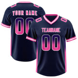 Custom Navy Purple and Pink Sides Gradient Fashion Personalized Team Football Jersey