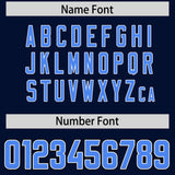 Custom Navy Powder Blue and Purple Sides Gradient Fashion Personalized Team Football Jersey