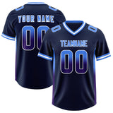 Custom Navy Powder Blue and Purple Sides Gradient Fashion Personalized Team Football Jersey