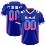 Custom Royal Powder Blue and Pink Sides Gradient Fashion Personalized Team Football Jersey